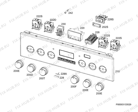 Взрыв-схема плиты (духовки) Electrolux EKC54953OW - Схема узла Command panel 037